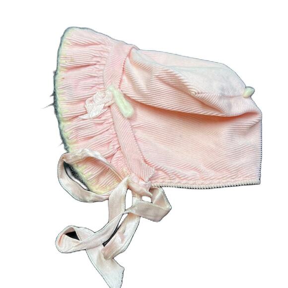 Vintage Pink Corduroy Baby Bonnet - Picture 3 of 4
